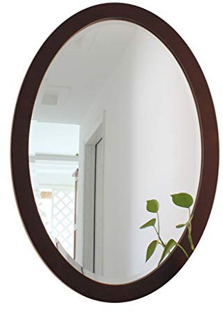 Holzrahmen Wandspiegel Oval Badezimmerspiegel Hd Kosmetikspiegel Indoor Wohnzimmer Dekorativer Spiegel Modern/Schwarz/Braun
