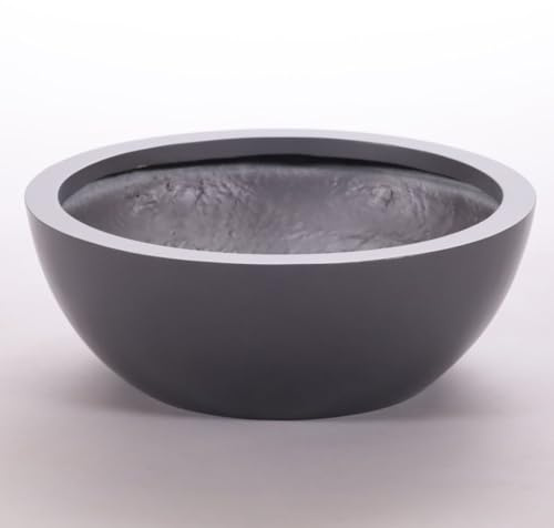 Elegant Einrichten Blumenkübel Fiberglas Schale D55xH19cm anthrazit-metallic.