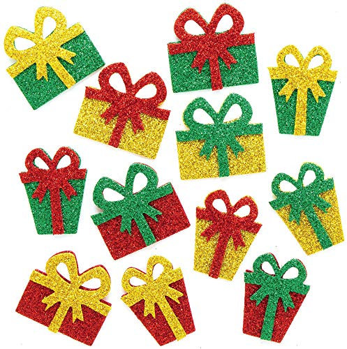 Baker Ross AX310 Weihnachtsgeschenk Glitzernde Moosgummi Aufkleber - 96 Stück, Festliche Künstler- und Bastelbedarf zum Basteln und Dekorieren zur Weihnachtszeit