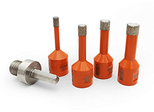 BGTEC 5 pièces forets à noyau de diamant sec pour carreaux de porcelaine brique de marbre en céramique M14 diamètre de filetage mixte 6/8/10 / 12mm avec 1 pièce d'appui hexagonal M14