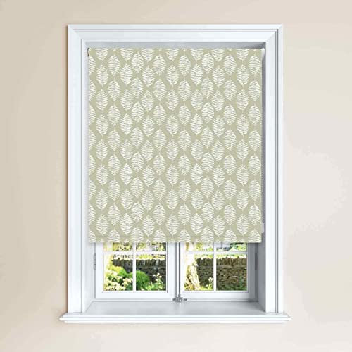 Lister Cartwright Fern Leaf Print Blackout Roller Windows Blinds Easy Fit Child Safety Cut To Size Fixing Included Made to Measure (Limpet, 60 x 140 cm)