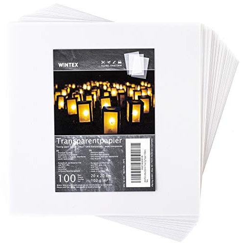 WINTEX Transparentpapier weiß 20x20cm 100 Blatt 100g/m² - Pauschpapier Schnittmusterpapier Pergamentpapier zum Bedrucken - Architektenpapier bedruckbar - Pauspapier Tracing Paper