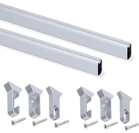 Emuca - Kit ovale Kleiderschrankstange 1150mm und Stützen, Matt eloxiert, 2 Stück