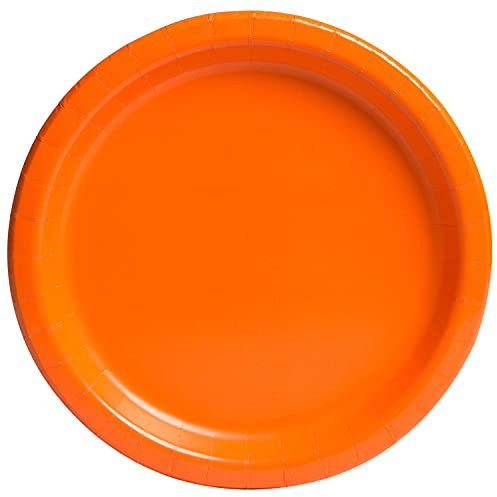 Unique- Platos de Papel Ecológicos-23 cm Naranja-Paquete de 16, Color orange (32252EU)