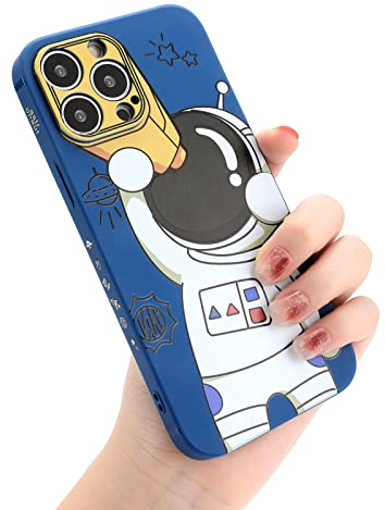 Yonds Queen for iPhone XR Cute Case, Cool Cartoon Astronaut Space Design Stylish Bumper Soft TPU Rubber Protective Anti-Slip Shockproof Creative Case(Blue Telescope, iPhone XR)