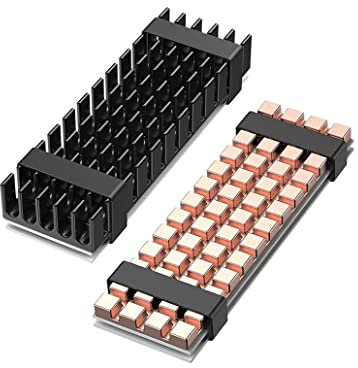 GRAUGEAR 2er-Pack M.2 SSD Kühlkörper-Kit, Hochleistungs-Dual Kühlung mit Kupfer (3mm) und Aluminium (10mm) für 2280 SSDs, Inklusive Wärmeleitpads