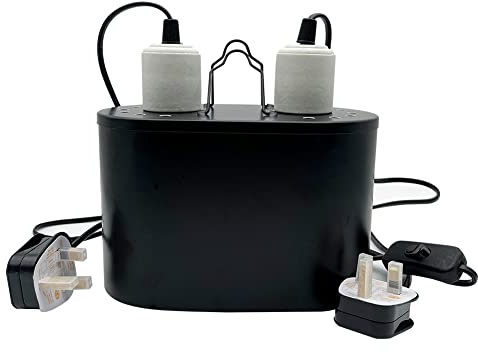 Dual Reptile Light Fixture for Reptile Dome Lamp Shade, UVB UVA Heating Lamp Fixture Double Combo an-ti Hot Basket, Amphibian Terrarium Accessory