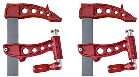 Piher Maxipress R Schraubzwinge | 2er Set | Hochleistungszwinge | 1000kg Spannkraft | Rot | Geschütztes Gewinde | Ideal zum Schweißen | Ausladung 16cm (100cm)