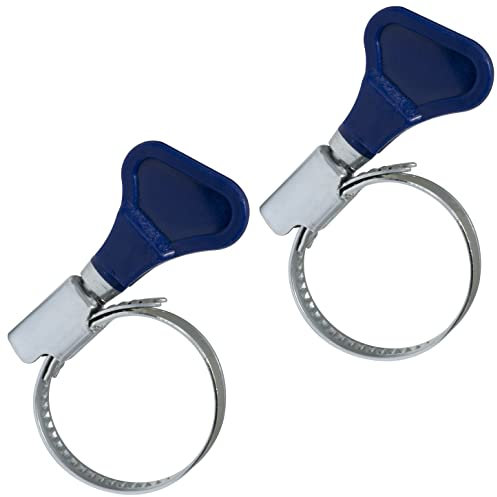 AERZETIX - C63686 - Juego de 2 abrazaderas de sujeción de mano 20-32mm - anchura de banda 9mm - en acero - color plata - manguera tubo flexible semi-flexibles de agua piscina