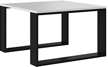 Home Collective Couchtisch Weiss/schwarz, Beistelltisch Loft Design, Kratzfeste Oberfläche, Wohnzimmer Couch Tisch Beistell 67x67x40 cm (LxBxH)