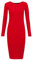 Crazy Fashion Womens Plain and Printed Long Sleeve Round Neck Stretch Jersey Bodycon Ladies Dress Midi All Season Solid Color Casual Dresses for Women Red 16-18