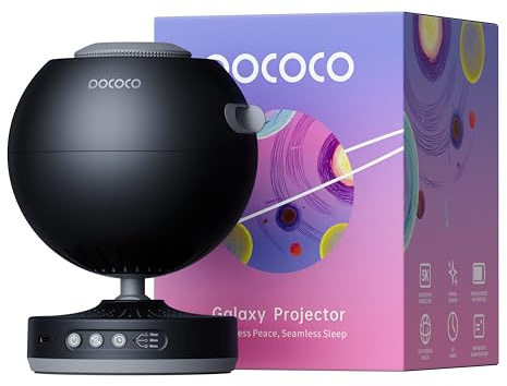 POCOCO Galaxy Star Projector, Rechargeable, with 5K Discs, 2 Megapixel Lens | 6 Hour Battery Life, 1W Soft Light, Timer, 2 Replacement Optical Film Discs, Gift to Relax, Study, Meditate and Stress Relief
