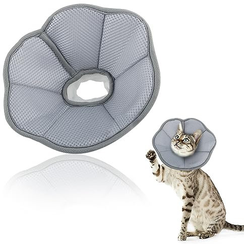 FainFun Halskrause für Haustiere, Elisabethanischer Kragen Katze, Einstellbar Schutzhalsband, Lecken/Beißen von Wunden Verhindern, Geeignet für Kätzchen, Welpen, Kaninchen,Halsumfang 15-21 cm(S)