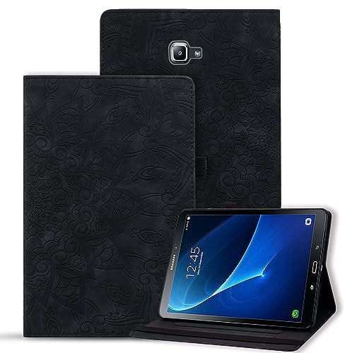 Vaitasy Funda Samsung Galaxy Tab A 10.1 Pulgadas 2016 Carcasa Multiángulo Soporte Cover con Portalápiz para Galaxy Tab A6 2016 SM-T580/SM-T585/SM-T587 - Mandala Negro