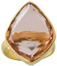 Veracity Jewelry Morganite Rings For Women Girls - 18k Gold Plated Rings - November Birthstone Handmade Jewellery - Gift For Her Birthday Anniversary Wife Mom Girlfriend Sister
