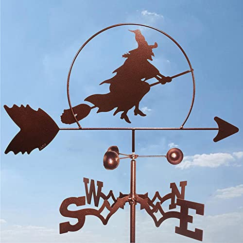 Girouette de sorcière exquise, girouette à Vent avec indicateur de Direction du Vent, Support en métal extérieur, Outil de Mesure Professionnel, décoration de Jardin et de Cour