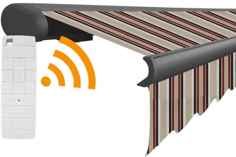 Arilco Elektrische Vollkassettenmarkise Kassettenmarkise Gelenkarmmarkise Markise Sonnenmarkise Sonnenschutz in vielen Farben und Größen wählbar in der Kassettenfarbe Anthrazit (3x2,5m Barcelona)