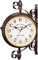 Antik Retro Bahnhofsuhr Doppelseitige Uhr im europäischen Stil, im Freien Vintage zwei Gesichter Wandhängeuhr, Metallhänge doppelseitiger Uhr, for Terrasse, Garage, Außenbereich Antique Look Bahnhofsu