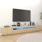 SECOLI TV Schrank Mit LED Leuchten 260x35x40 cm Fernsehschrank Sonoma Eiche Sideboard Wohnzimmer Fernseher Unterschrank Mit Schubladen