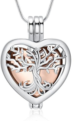 VCCWYQK Tree of Life Urn Necklace for Ashes with Hollow Glass Vial Cylinder Cremation Jewelry Keepsake Memorial Lockets for Women Men Pet Ashes Holder (C)