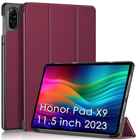 Case for Honor Pad X9 11.5 inch 2023,XLTTONG Slim Lightweight Protective Three Folding Hard Back Shell Stand Cover for Honor Pad X8 Pro (Wine Red)