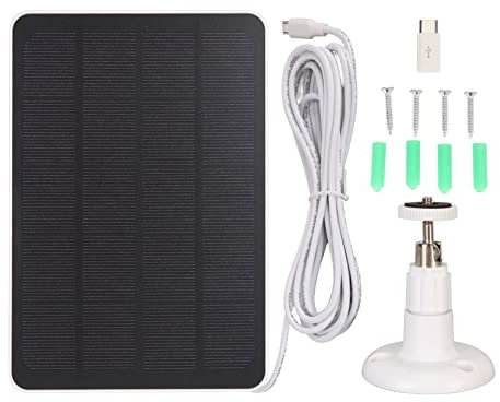 Camera Solar Panel, High Compatibility, Stable Power Supply, IP65 Waterproof, Easy Installation, Efficient Conversion, for Outdoor Security Cameras (White)
