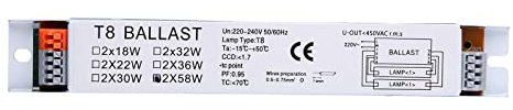 BYUTFA T8 2x18/30/58W Alimentatore elettronico Compatto Avvio istantaneo Tubo Luci da scrivania Reattori Fluorescenti per Forniture per Ufficio Domestico