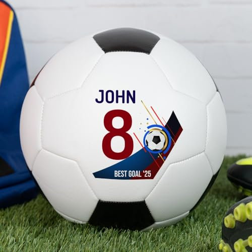 Wanapix | Personalisierter Fußball | Fußbälle mit Name, Foto und Text | Fussball für Kinder und Erwachsene | Premium | Blau und Rot