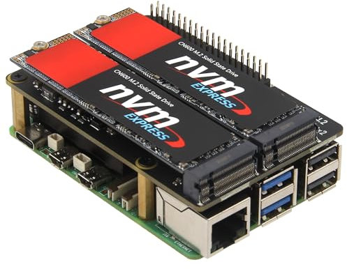 Geekworm X1004 Dual M.2 NVMe SSD Shield PCIe Peripheral Board for Raspberry Pi 5