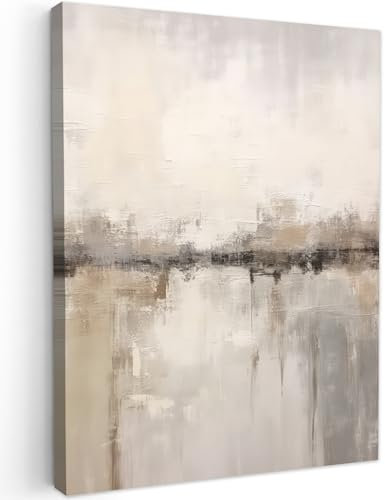 MuchoWow© Leinwand Bilder 50x70 cm Wanddeko Wohnzimmer Aesthetic Room Decor Deko Zimmer Wandbilder Modern Bild auf Leinwand Moderne Kunst - Abstrakt - Beige