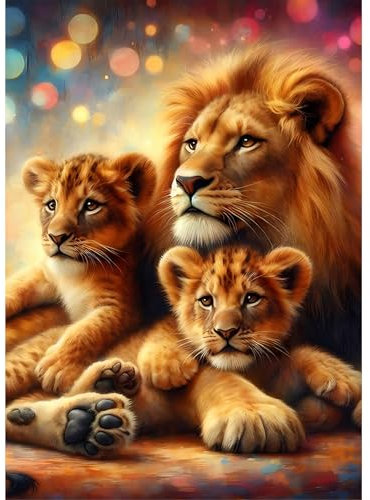 DOMROM Löwe Diamond Painting Kits für Erwachsene, 5D Tier Diamant Painting Set, DIY Diamond Art Kits Full Drill Gem Digitales Diamant Gemälde Stickerei für Gift Home Wall Decoration 30x40cm