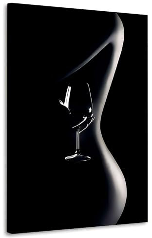 Frau mit Weinglas Erotik Wandbild Leinwandbild Kunst XXL Deko Größe 40x60x2cm