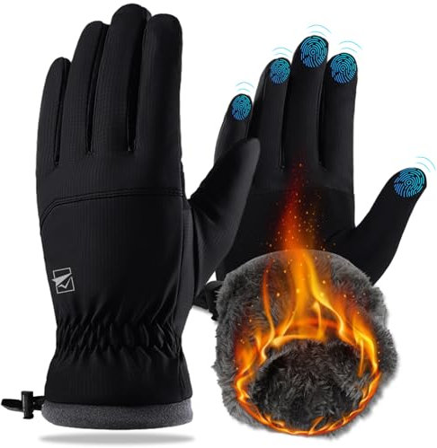 Cozyroam Winterhandschuhe für Motorrad, Radfahren, Snowboarden, Skifahren, Wandern, Angeln, Touchscreen-kompatibel, wasserdicht, M