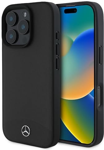 CG Handyhülle Entwickelt für iPhone 16 pro Max, langlebig, stoßfest, kompatibel mit Magsafe, strukturierte und einfarbige Lederhülle, Schwarz