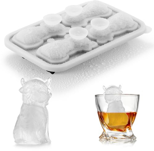 ACOOKEE 3D Highland Cow Ice Cube Tray Fun Shapes, Novelty Highland Cow Gifts, Holiday Stocking Stuffers for Men Women, Cute Highland Cattle Ice Mold for Whiskey,Cocktail,Bourbon