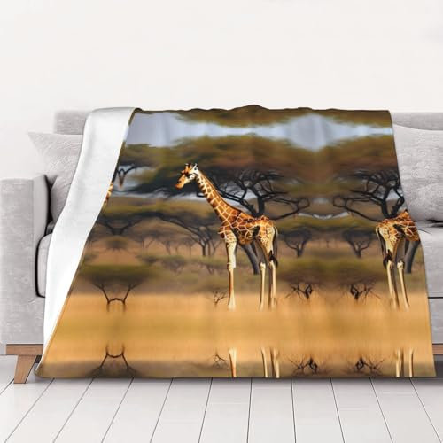 Afrika-Giraffe, majestätischer Baum-Decke, Sofa-Überwurf, Bettdecke, Queen-Size-Größe, weich, leicht, Plüsch, warm, gemütlich, Luxusdecke