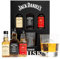 Jack Daniels Gift Set - Jack Daniels Whiskey 3x 5cl Honey, Fire, JD Whisky Old No7 Mini Alcohol Bottles, JD Tennessee Whiskey Glass - Christmas Jack Daniels Gifts for Men, Boyfriend Gifts for Him