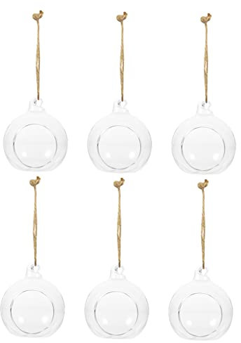 Milisten 6 Piezas Bola De Cristal Colgante Lavabo Esfera Macetero Flores Florero Planta Colgante Terrario Vela Apliques Candelabros Portavelas Colgante Planta Hidropónica Florero Cuerda