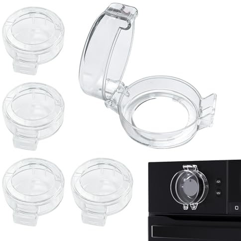 6 Stück Herdknopf Kindersicherung, Herdschutzgitter Backofen Kindersicherung für max. Ø 6cm und 4cm Hohe Herdknöpfe, Hitzebeständige Herdsicherung mit Transparenter Kleber