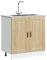 Homgoday Mueble bajo Fregadero Porto Roble Sonoma Madera diseñada Mueble bajo de Cocina Módulos de Cocina sin encimera Mueble de Lavabo