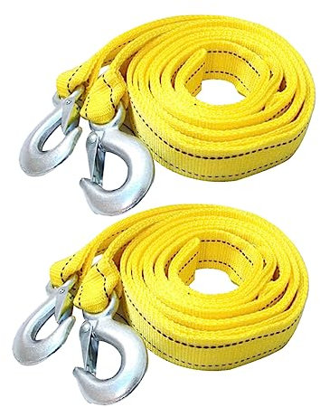 MAGICLULU 2pcs Car Tow Rope Heavy Duty 4.5m Straps Hooks Trailer Winch Ropes for