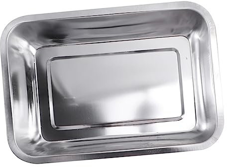 HOLIDYOYO 1 Pièce plateau de rangement en acier inoxydable Assiettes à biscuits pâtisserie assiette de cuisine Poêle plateaux moule rectangulaire assiette de service plaques inox