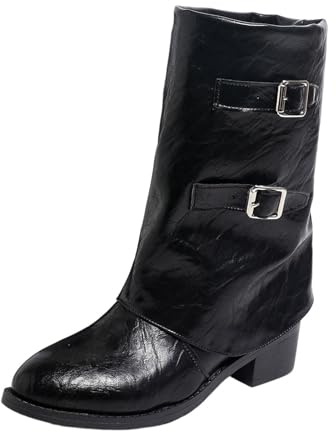 lozssnigzi Stivali Donna in Pelle Camoscio Invernali Stivaletti Con Tacco E Risvolto Stivali Bassi Boots Tinta Unita Stivaletto Scarpe Eleganti E Comodi, 36-43