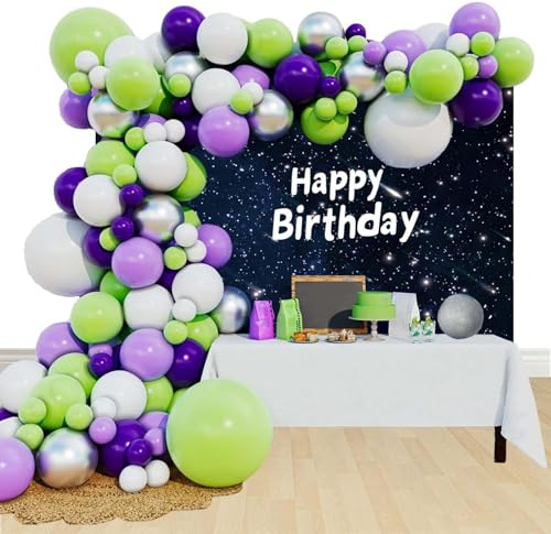 Party Dekorationsset Lila Grün Weiß Luftballons Girlande Bogen Set Story Geburtstags Party Zubehör