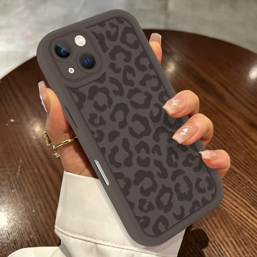 JRIANY für iPhone 13 Leopard Hülle, Weich Dünn Silikon Handyhülle mit Bunt Leoprint Muster Motiv für Frau Mädchen Mann Junge Stoßfest Kratzfest Kameraschutz Schutzhülle Slim Case Cover - Braun