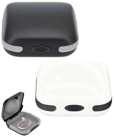 Bettinay 65x65mm Hearing Aid Case, 2 Pcs Portable Waterproof Hearing Aid Storage Cases Built in High Elastic Silicone Air Cushion Ball for for Hearing Aids, Earphone