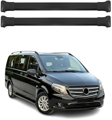 OMAC Dachträger für Mercedes Vito W447 2014-2026 Aluminium 2-teilig Schwarz | TÜV/DIN 75302:2019 geprüft, bis 75 kg Traglast, Querträger, Grundträger