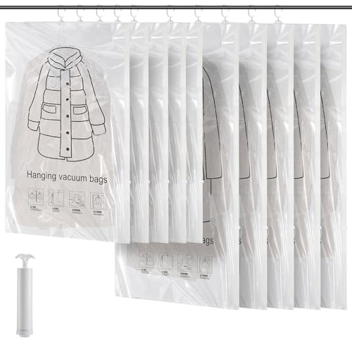 Hanging Closet Organizer Vacuum Seal Bags, 5(135X70cm)+5(110X70cm) | Multipurpose Moving Travel Bags, Moisture-Proof And Durable, Closet Organization, For Clothing, Jackets, Suits, Dresses