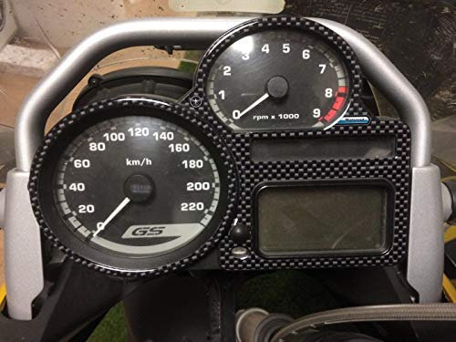 labelbike - 3D Aufkleber für Motorrad Armaturenbrett kompatibel mit BMW K1200R und K1300R - Carbon