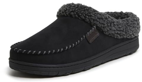 Dearfoams Men's Indoor/Outdoor Breathable Memory Foam Clog Offered in Wide Widths, Black, X-Large